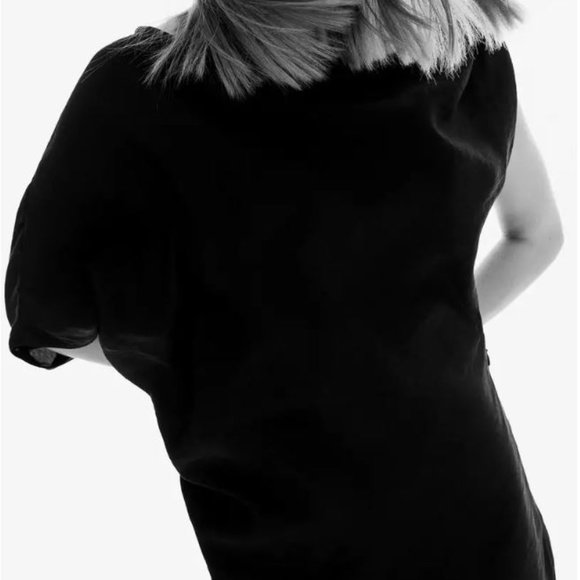 Zara Asymmetric Black Midi Dress - Picture 2 of 9